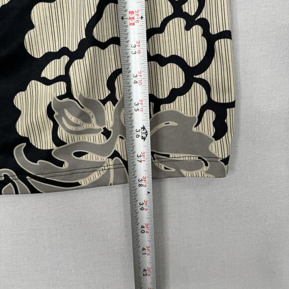 Komarov Womens Dress M Black Floral Jersey Knit Belted Cowl Neck Cocktail Career - Picture 4 of 11